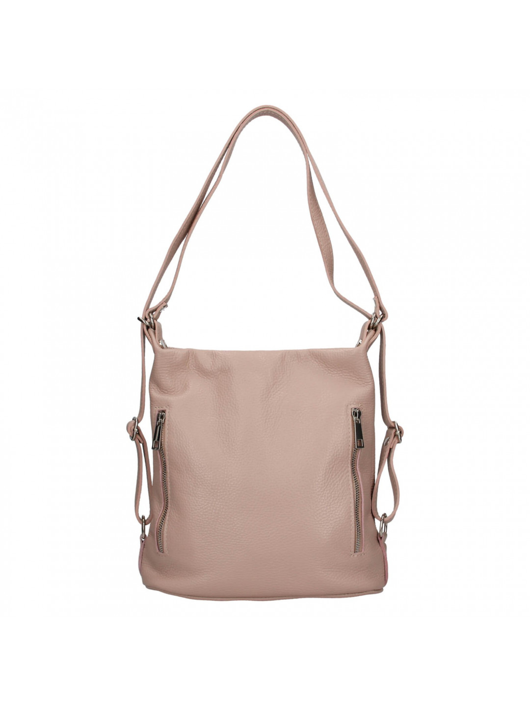 Dámská kožená batůžko kabelka Italia Maura – růžovo-béžová
