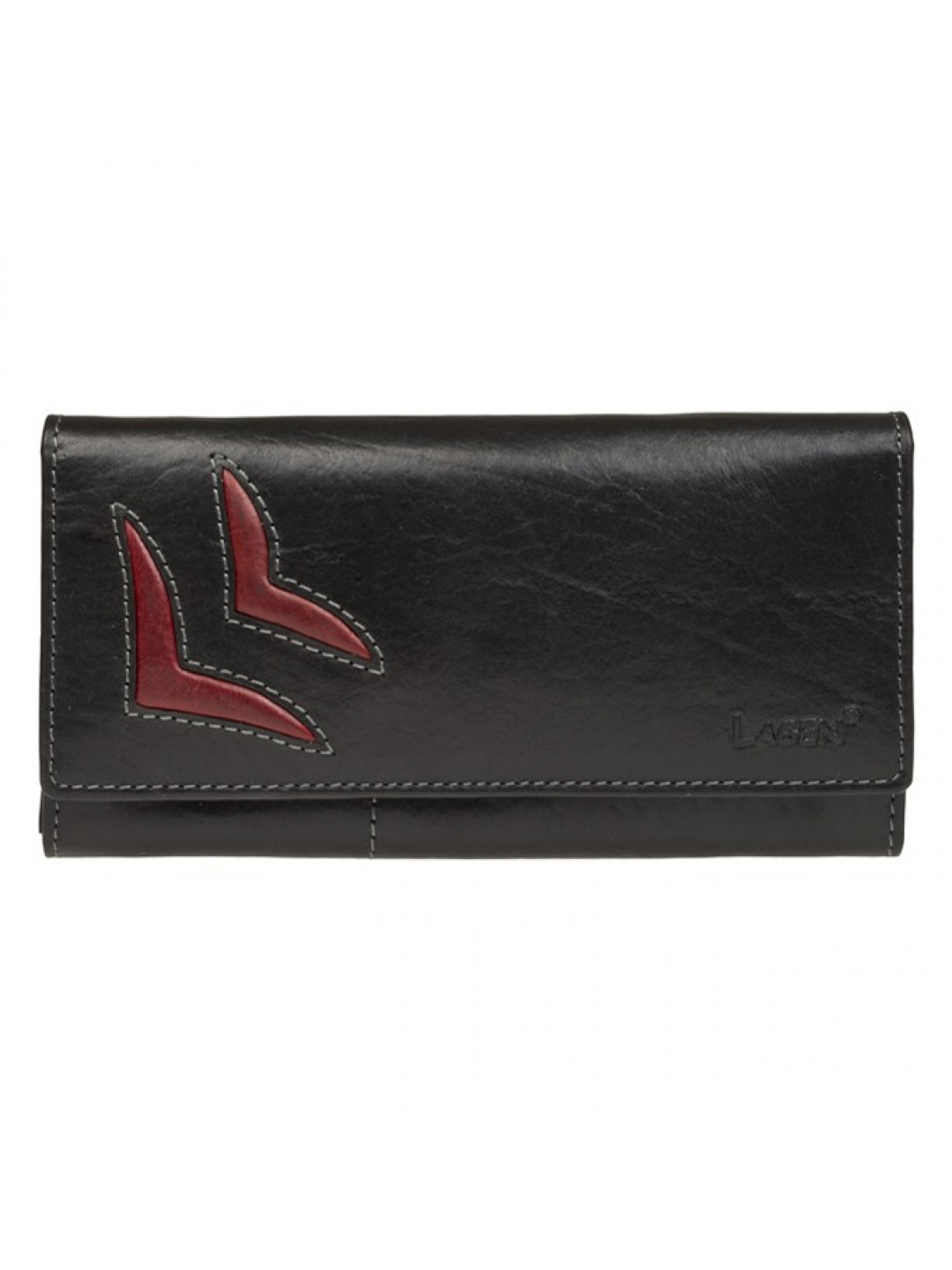 Dámská kožená peněženka Lagen Selest – černo-červená