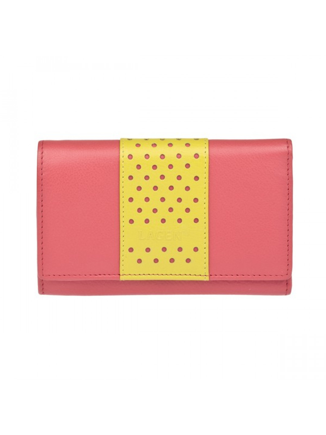 Dámská kožená peněženka Lagen Lada – růžovo-žlutá