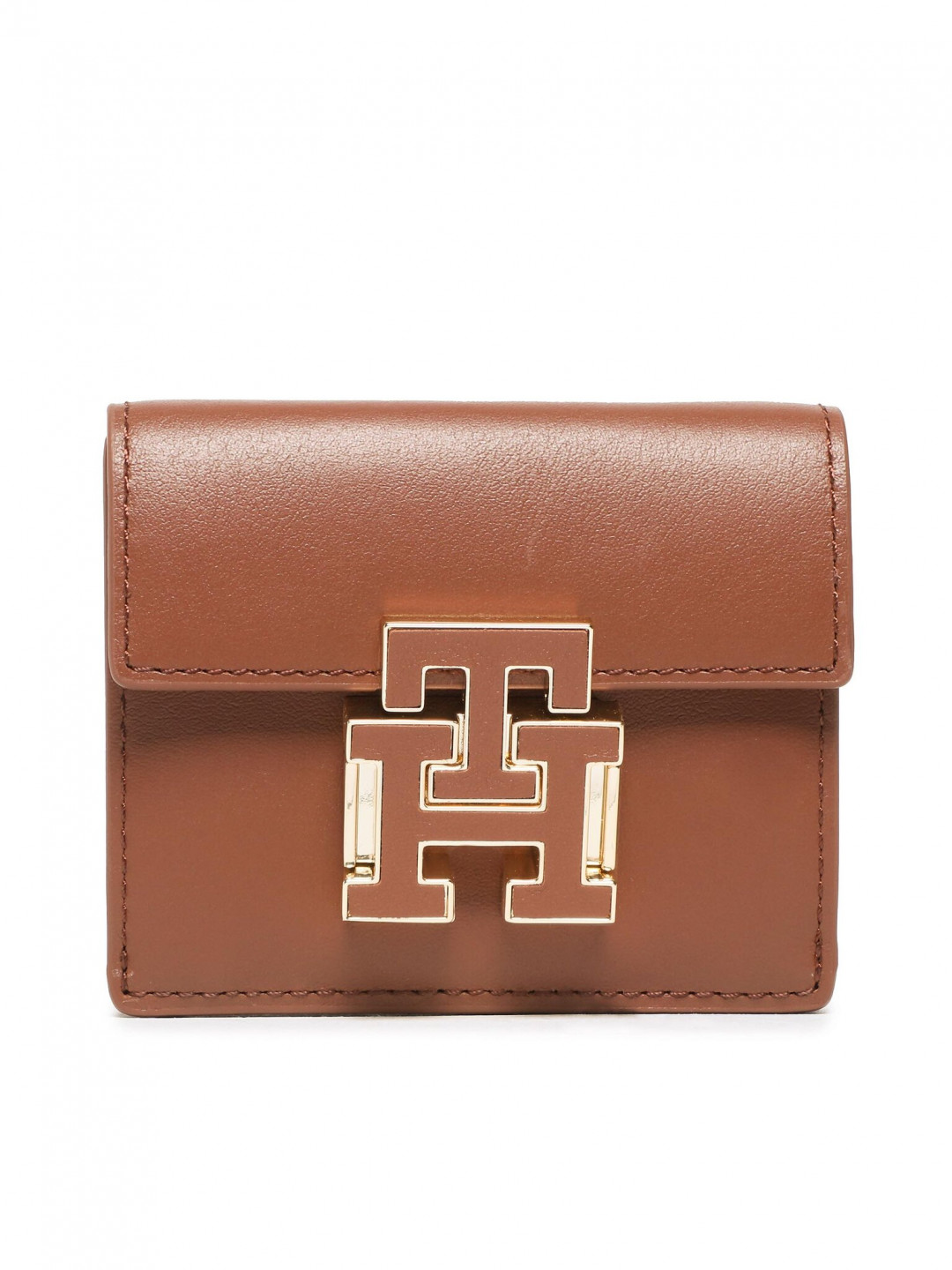 Tommy Hilfiger Malá dámská peněženka Push Lock Leather Wallet AW0AW14344 Hnědá