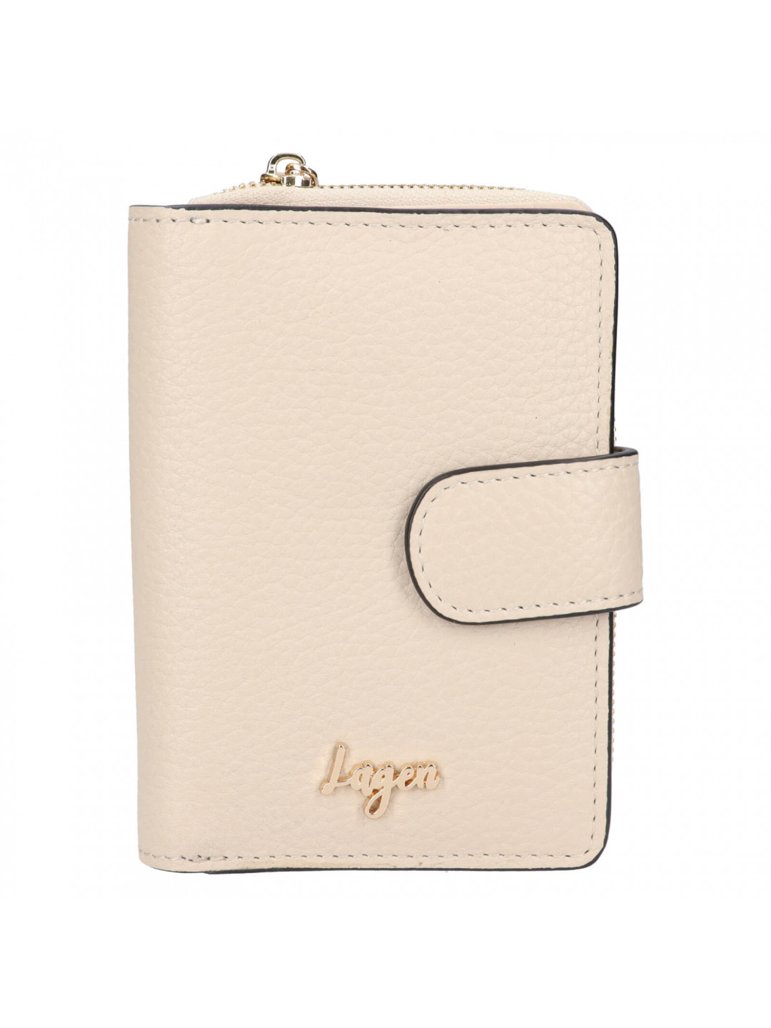 Malá dámská kožená peněženka Lagen Silla – krémová