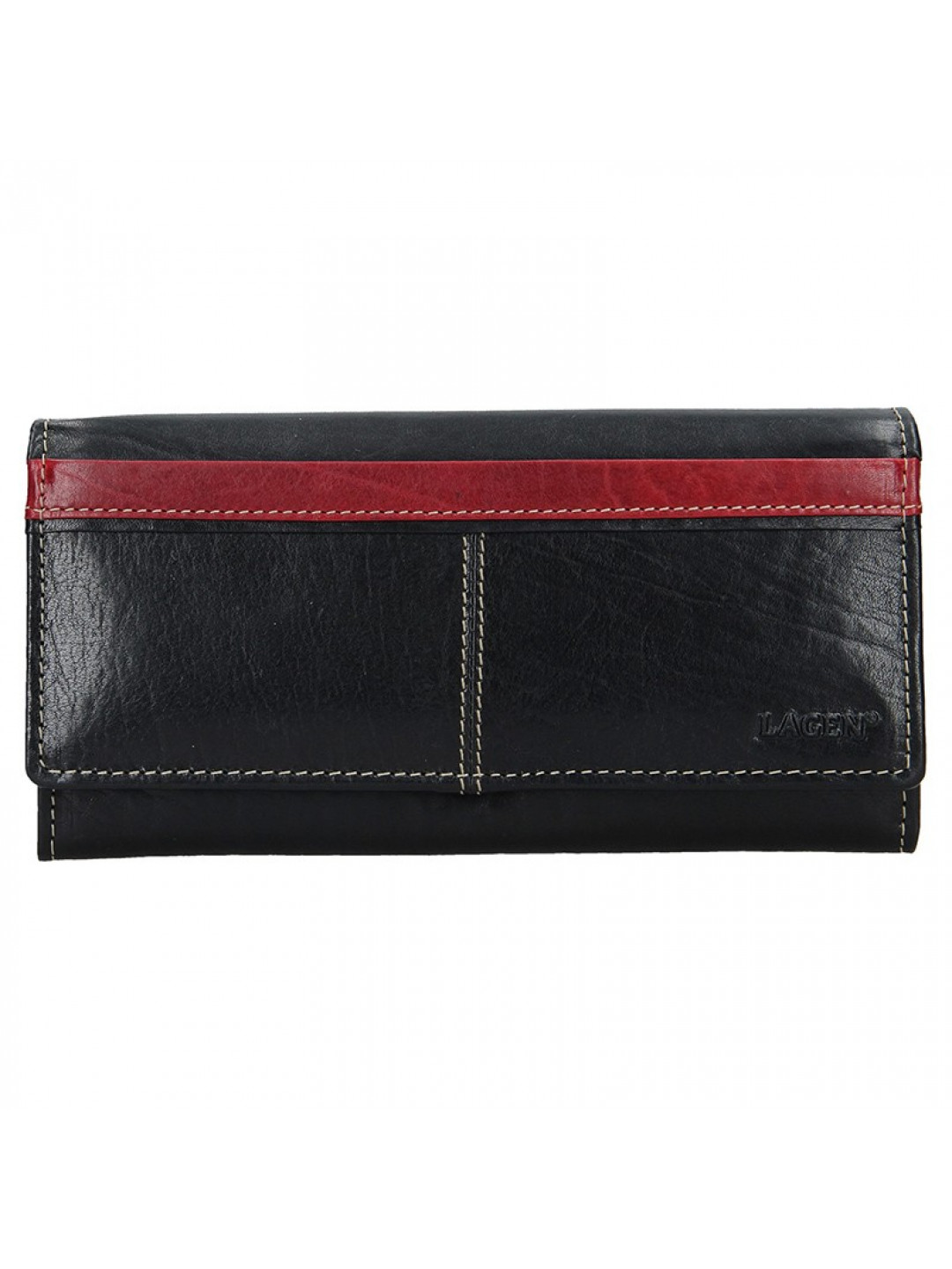 Dámská kožená peněženka Lagen Katka – černo-červená