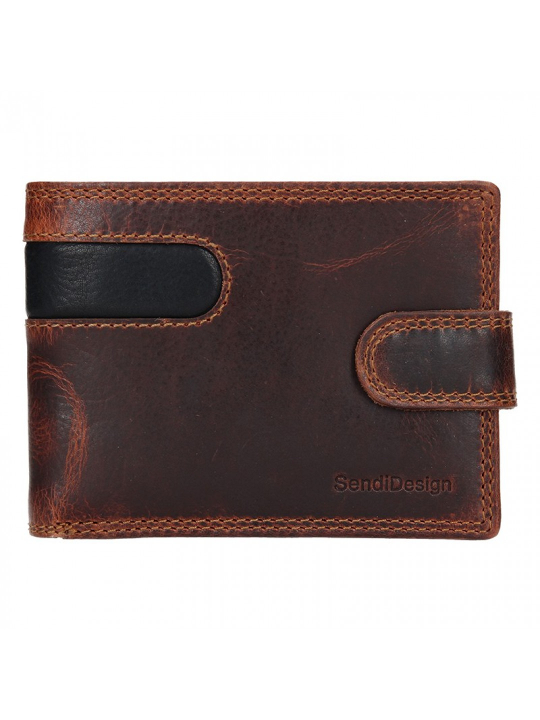 Pánská kožená peněženka SendiDesign Martin – hnědo-černá