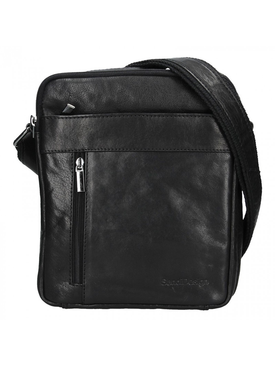 Panská kožená taška přes rameno SendiDesign Kolin – černá