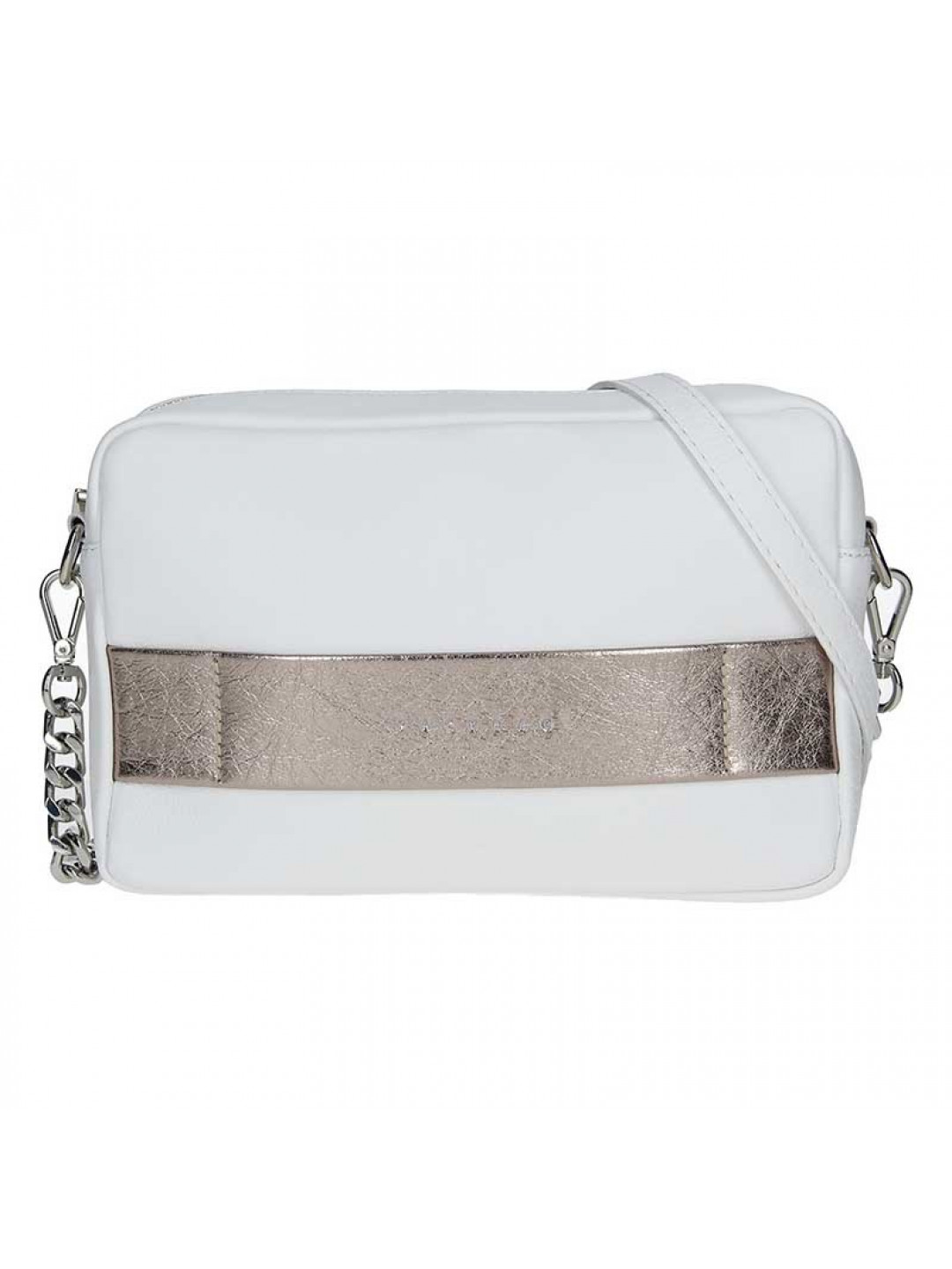 Trendy dámská kožená crossbody kabelka Facebag Ninas – bílo-zlatá