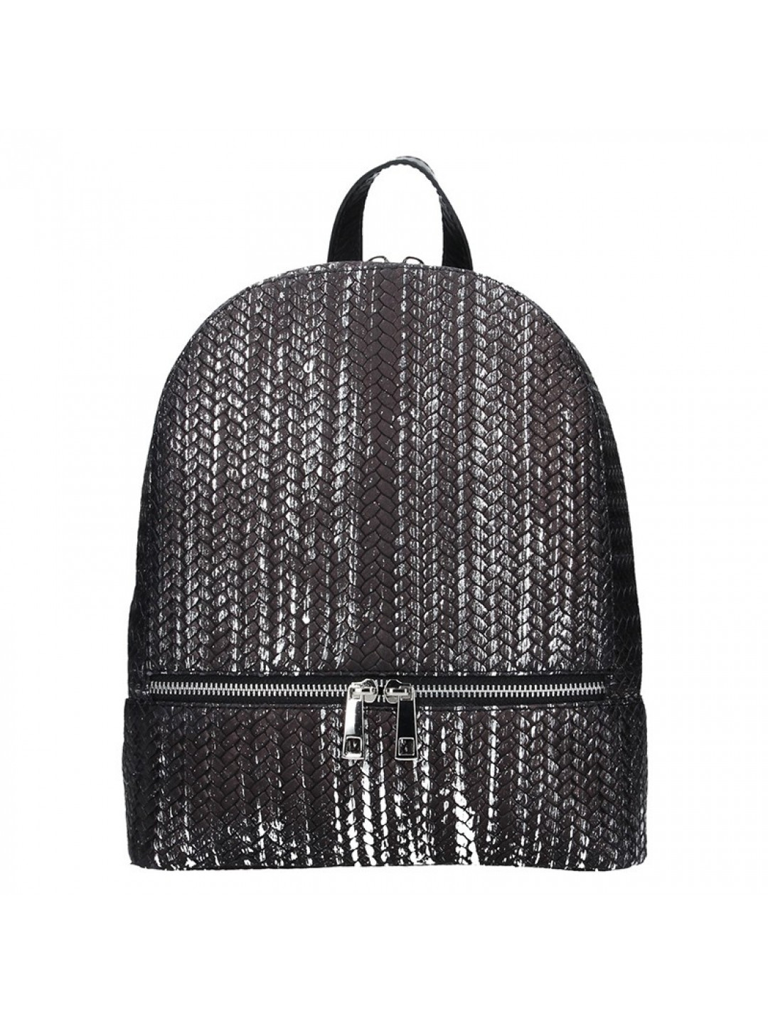 Dámský kožený batoh Facebag Paloma – černo-stříbrná