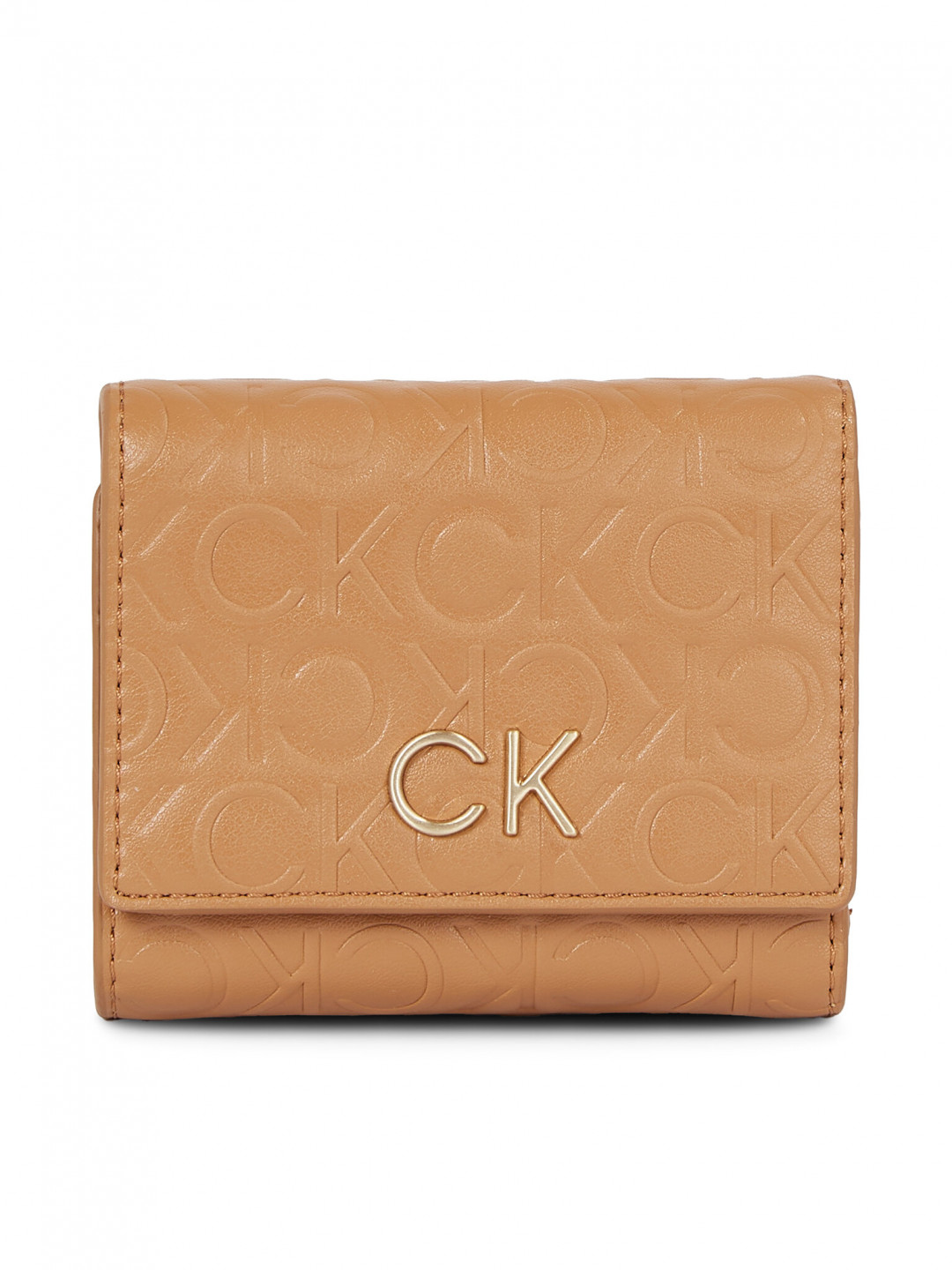 Calvin Klein Dámská peněženka Re-Lock Trifold Xs Emb K60K611321 Hnědá