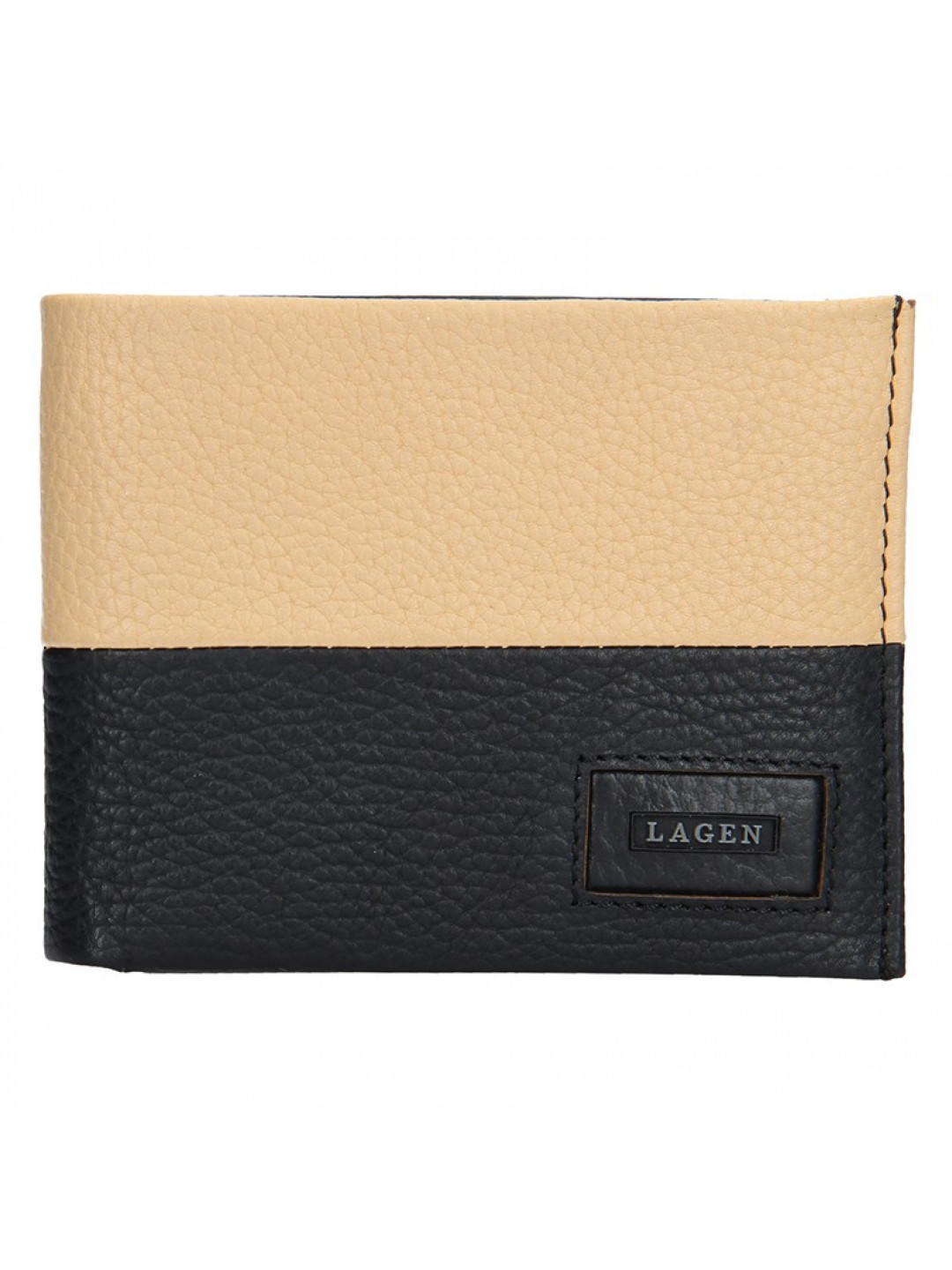 Pánská kožená slim peněženka Lagen Danny – černo-béžová
