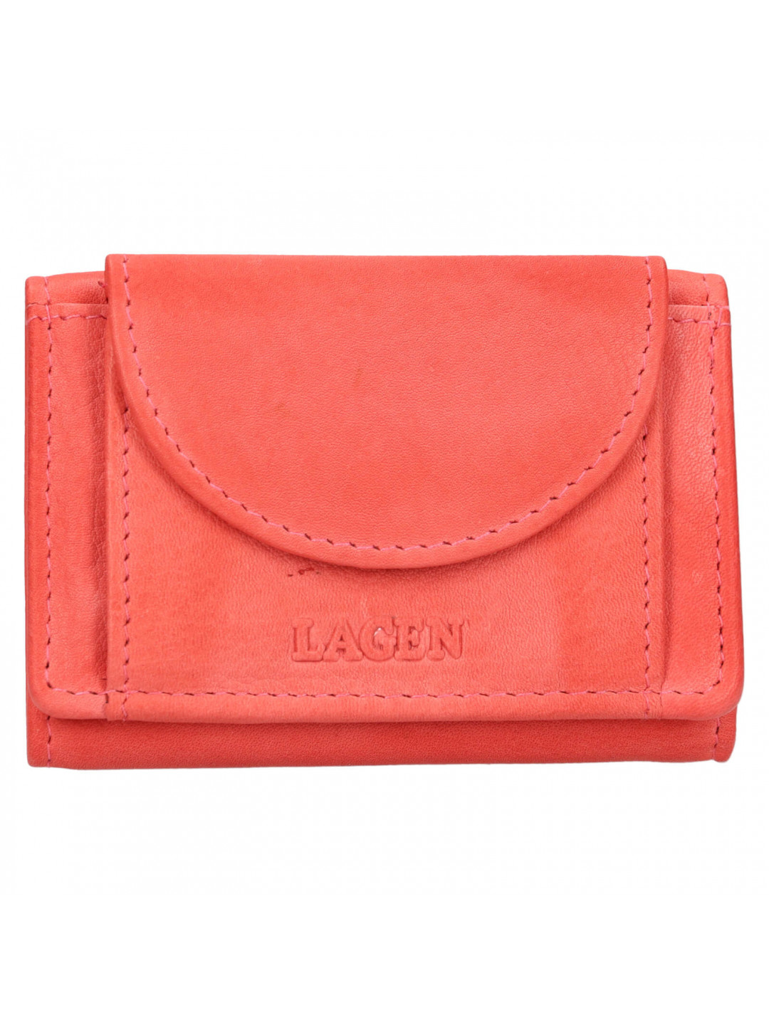 Dámská kožená slim peněženka Lagen Mellba – oranžovo-červená
