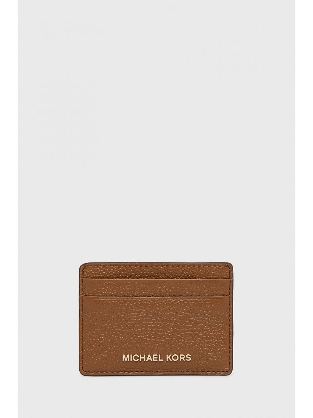 Kožené pouzdro na karty MICHAEL Michael Kors hnědá barva