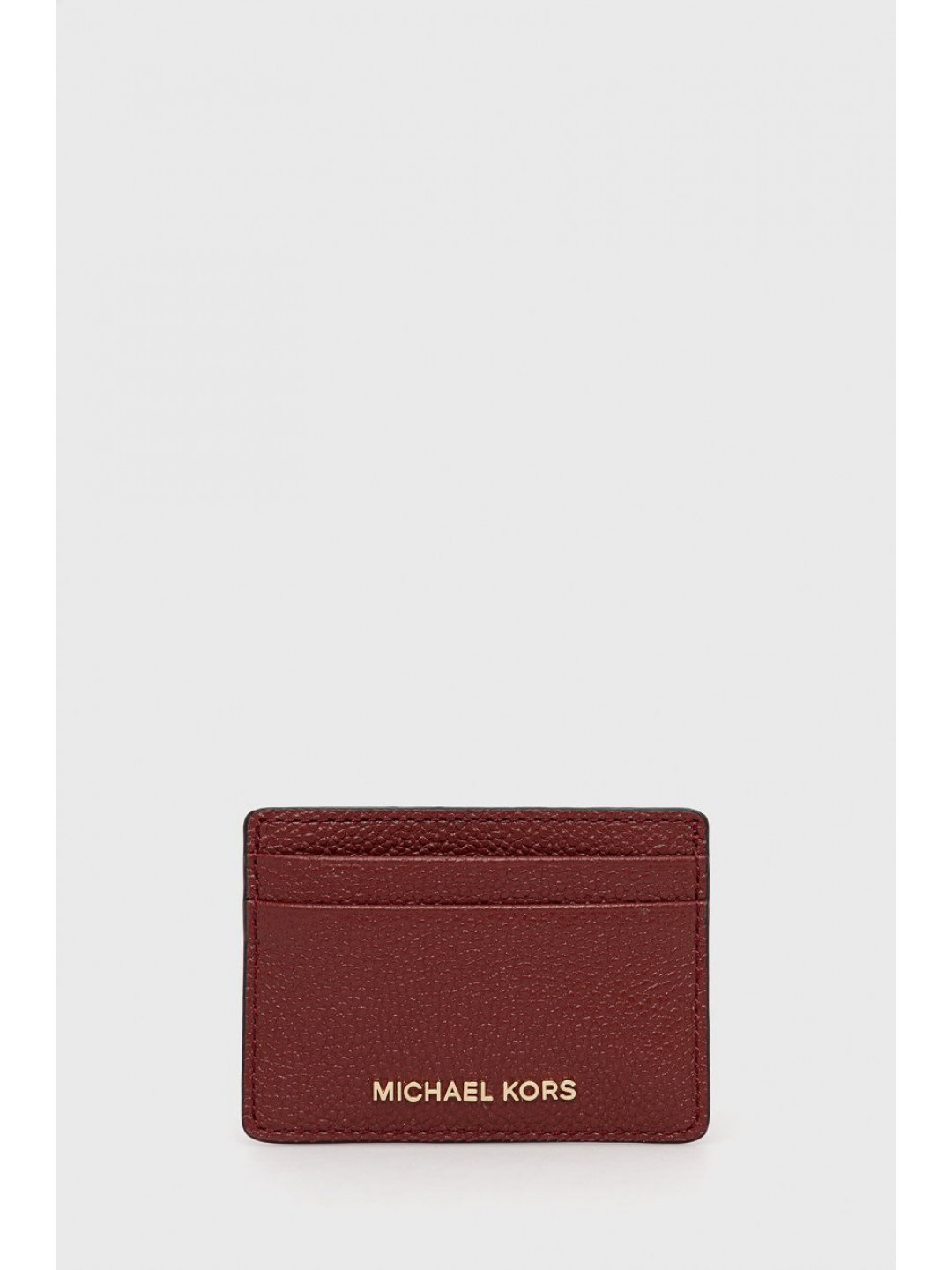 Kožené pouzdro na karty MICHAEL Michael Kors vínová barva