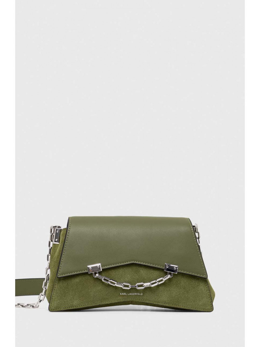 Kožená kabelka Karl Lagerfeld zelená barva