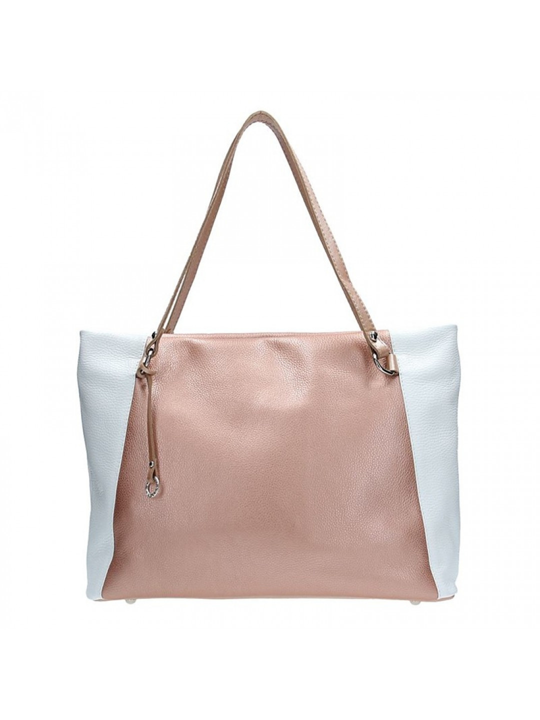 Dámská kožená kabelka Facebag Joana – růžovo-bílá