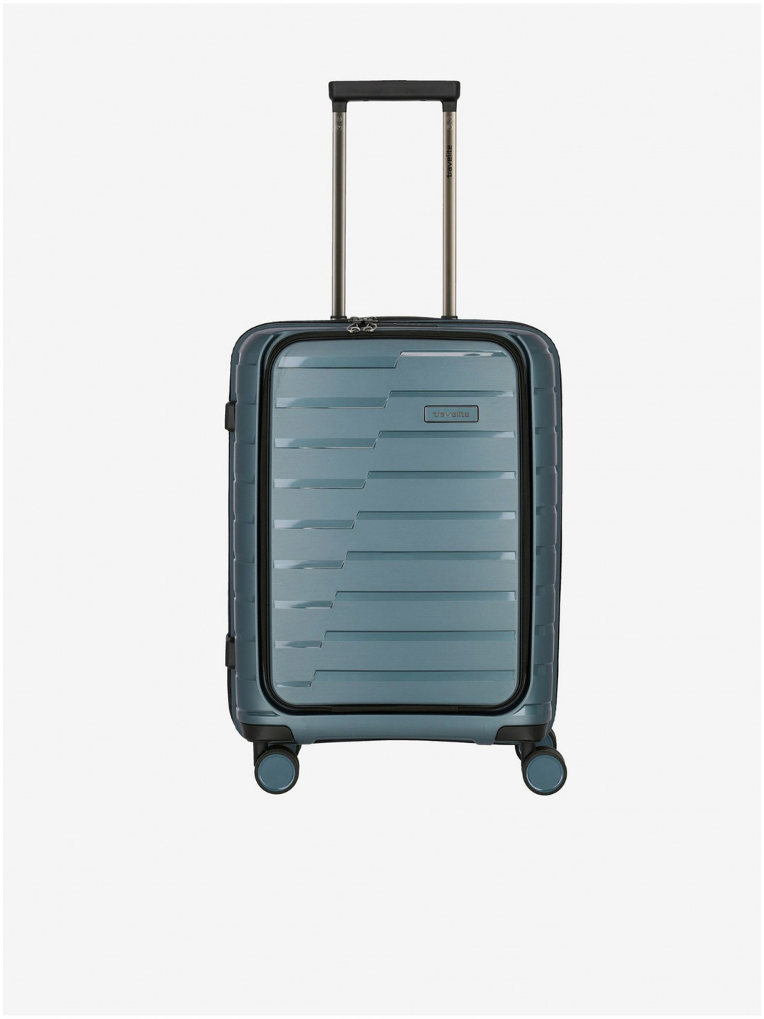 Modrý cestovní kufr Travelite Air Base 4w S Front pocket Ice blue