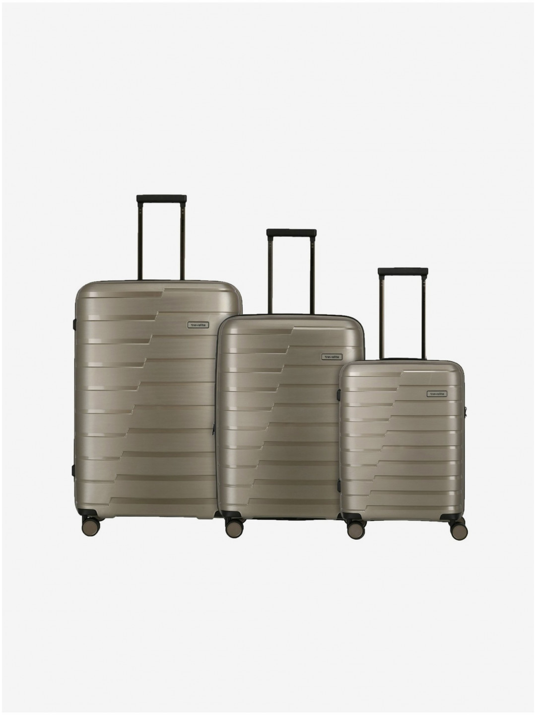Sada tří cestovních kufrů v metalické šedé barvě Travelite Air Base S M L