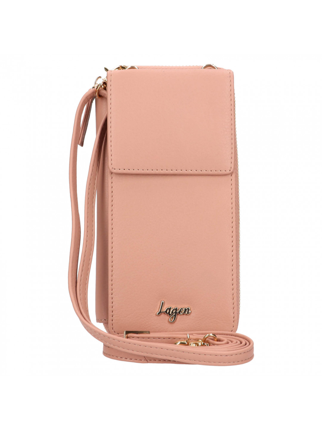 Dámská kožená peněženko-kabelka na mobil Lagen Alexa – růžová
