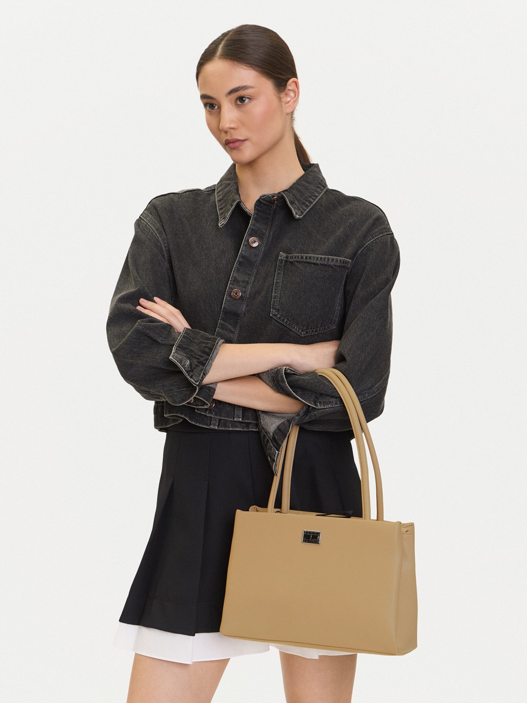 Kabelka Tommy Jeans Tjw American Cool Med Tote AW0AW17297 Béžová