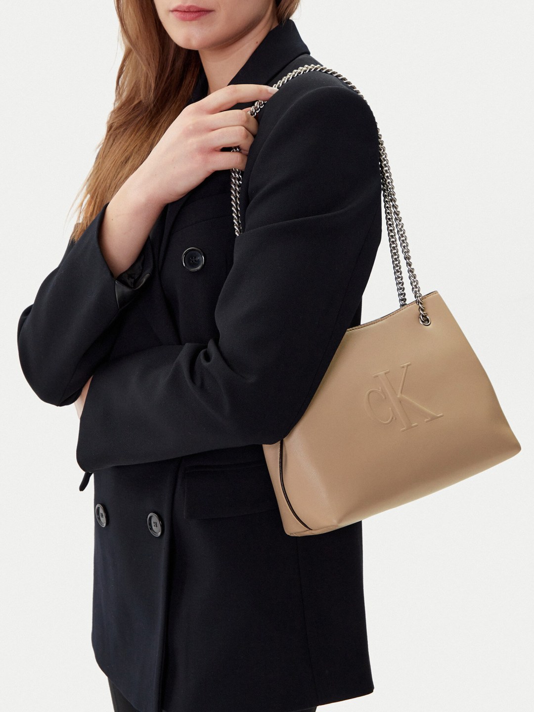 Kabelka Calvin Klein Jeans Sculpted Chain Shoulder Bag LV04K3163G Béžová