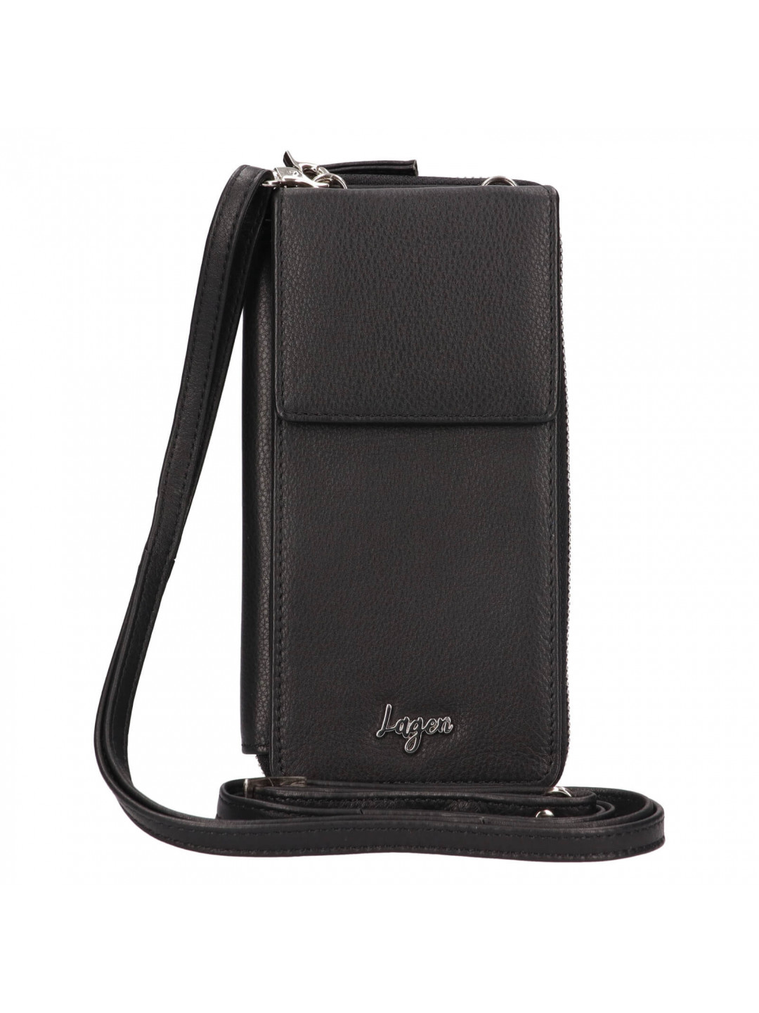 Dámská kožená peněženko-kabelka na mobil Lagen Alexa – černá