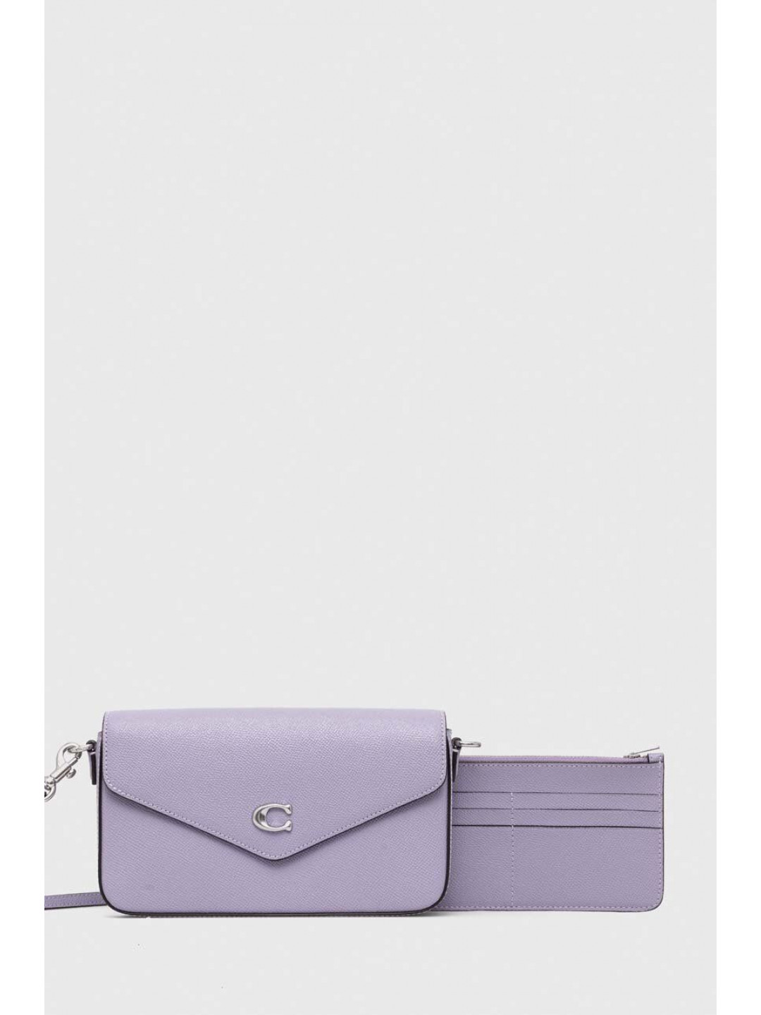 Kožená kabelka Coach fialová barva