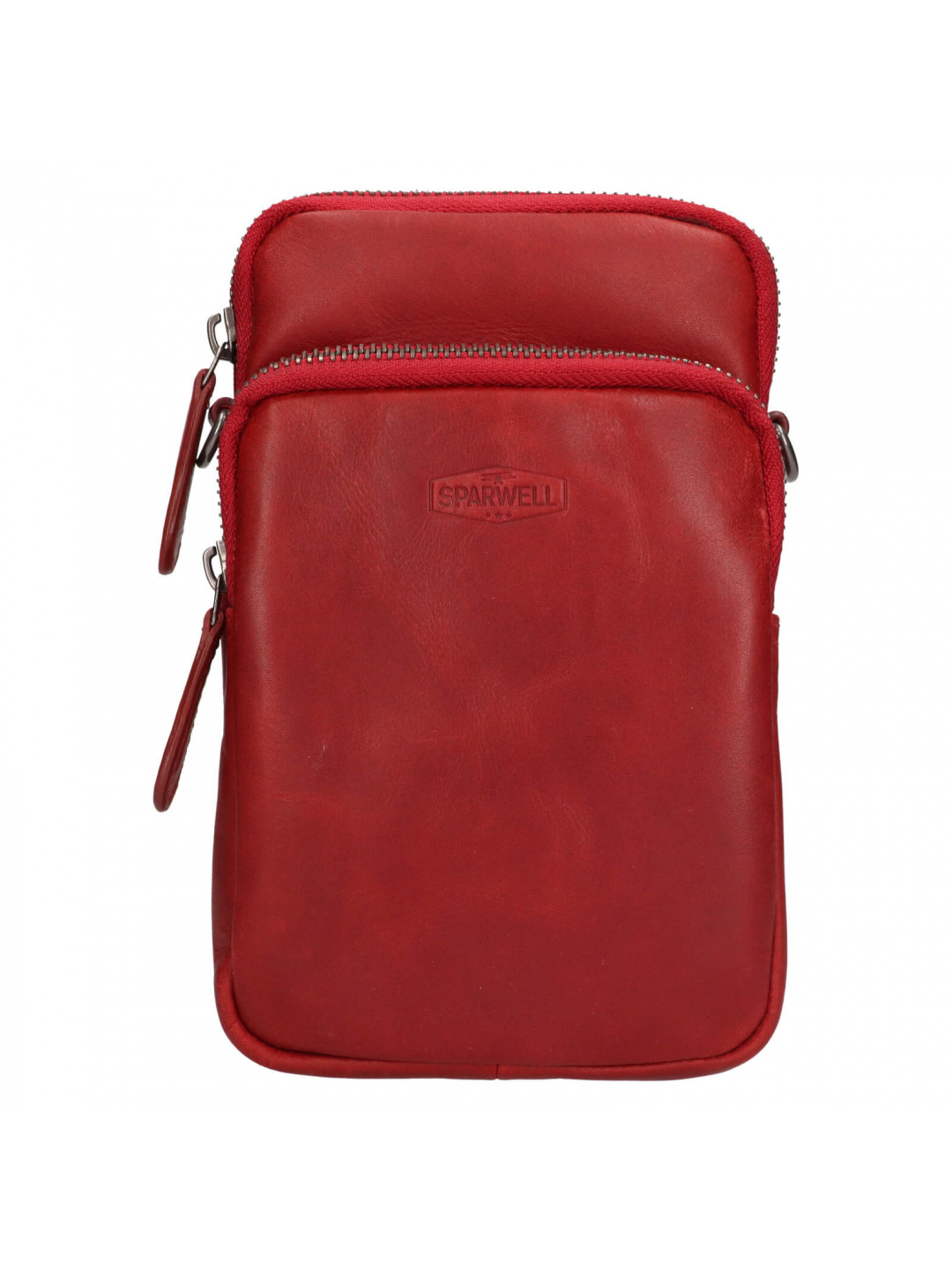 Kožená taška na mobil a doklady Sparwell Ajax – červená