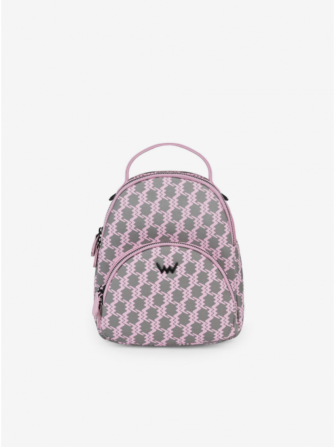 Šedo-růžový dámský vzorovaný batoh kabelka VUCH Ezio