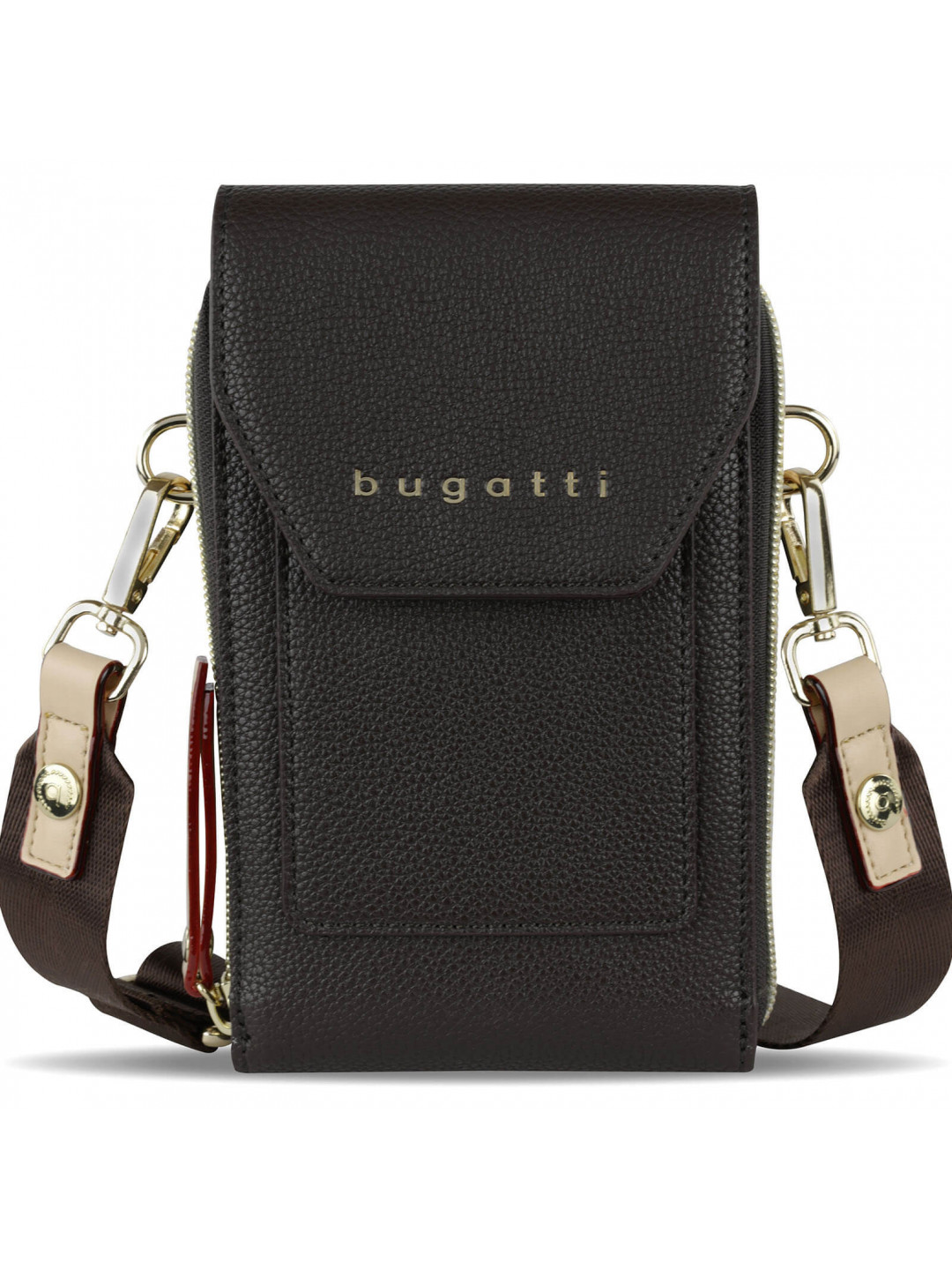 Dámská kožená kabelka na telefon a doklady Bugatti Aldea – hnědá