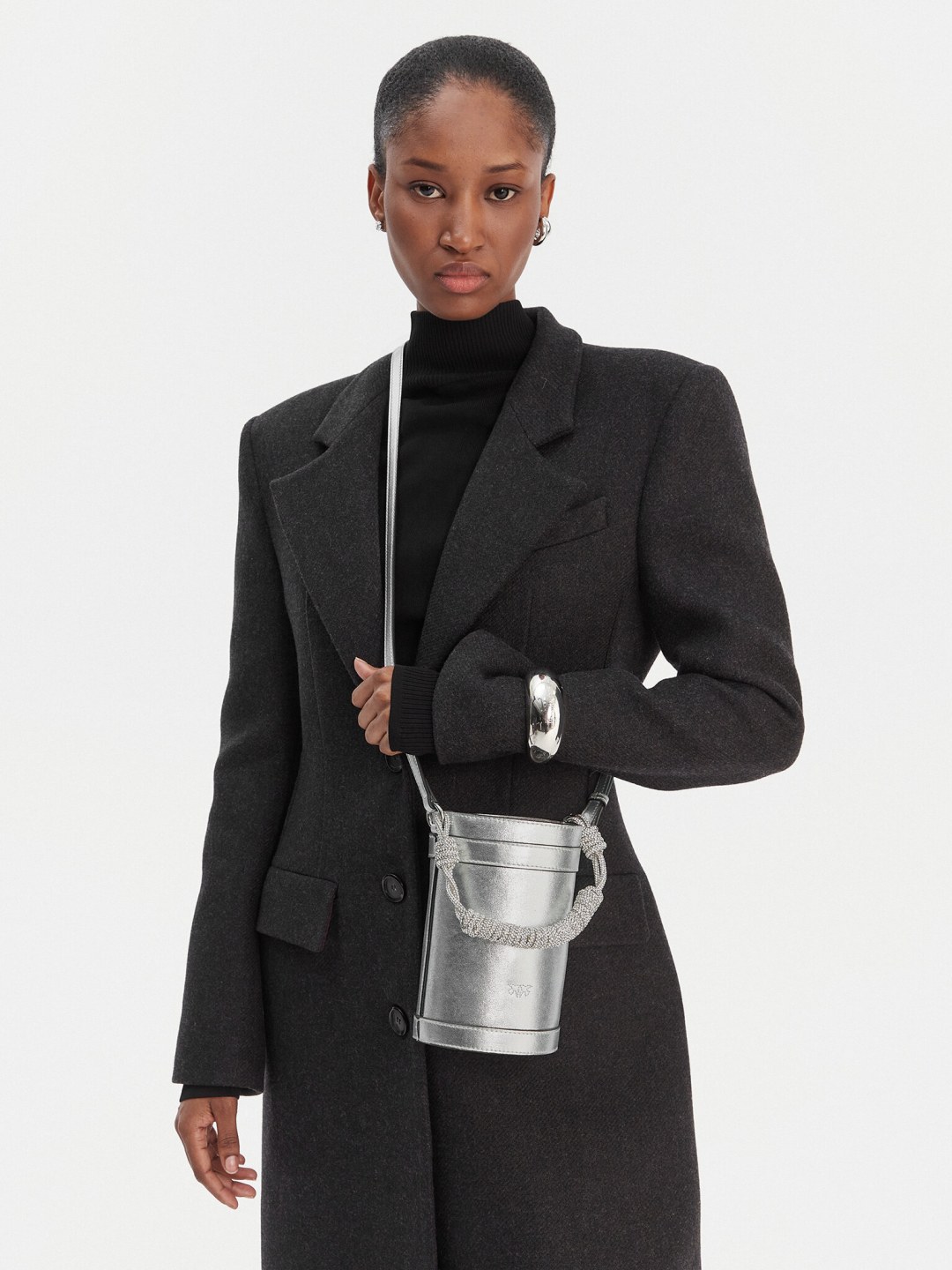 Kabelka PINKO Mini Bucket Manico 25-26 PLTT 105910 Stříbrná