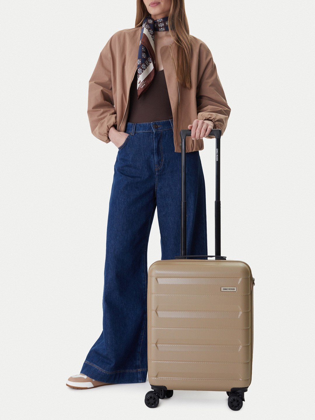 Kabinový kufr GINO ROSSI CEO-GIN-S-004-BEIGE Béžová