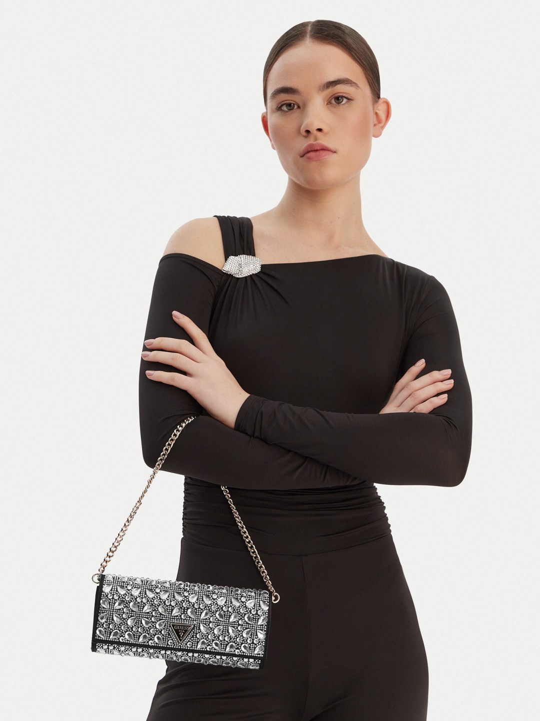 Kabelka Guess Elsie Mini HWSC96 50710 Stříbrná