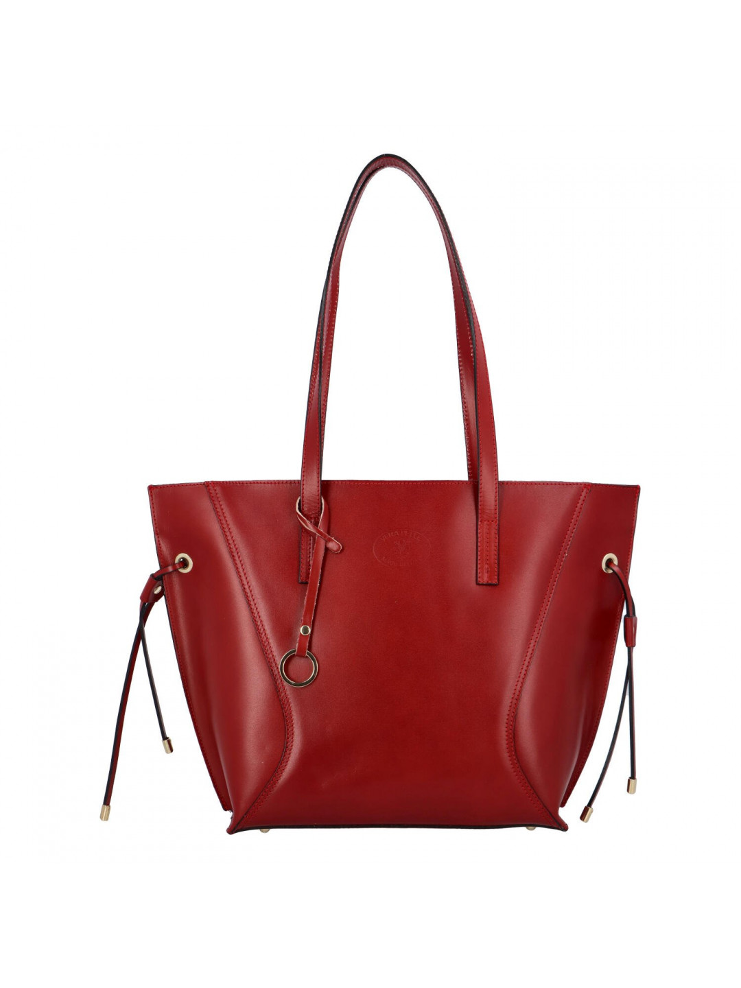 Sympatická velká dámská kožená taška Modesi červená