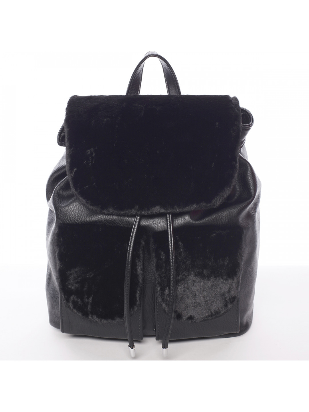 Elegantní dámský batoh s kožíškem Šantel černý