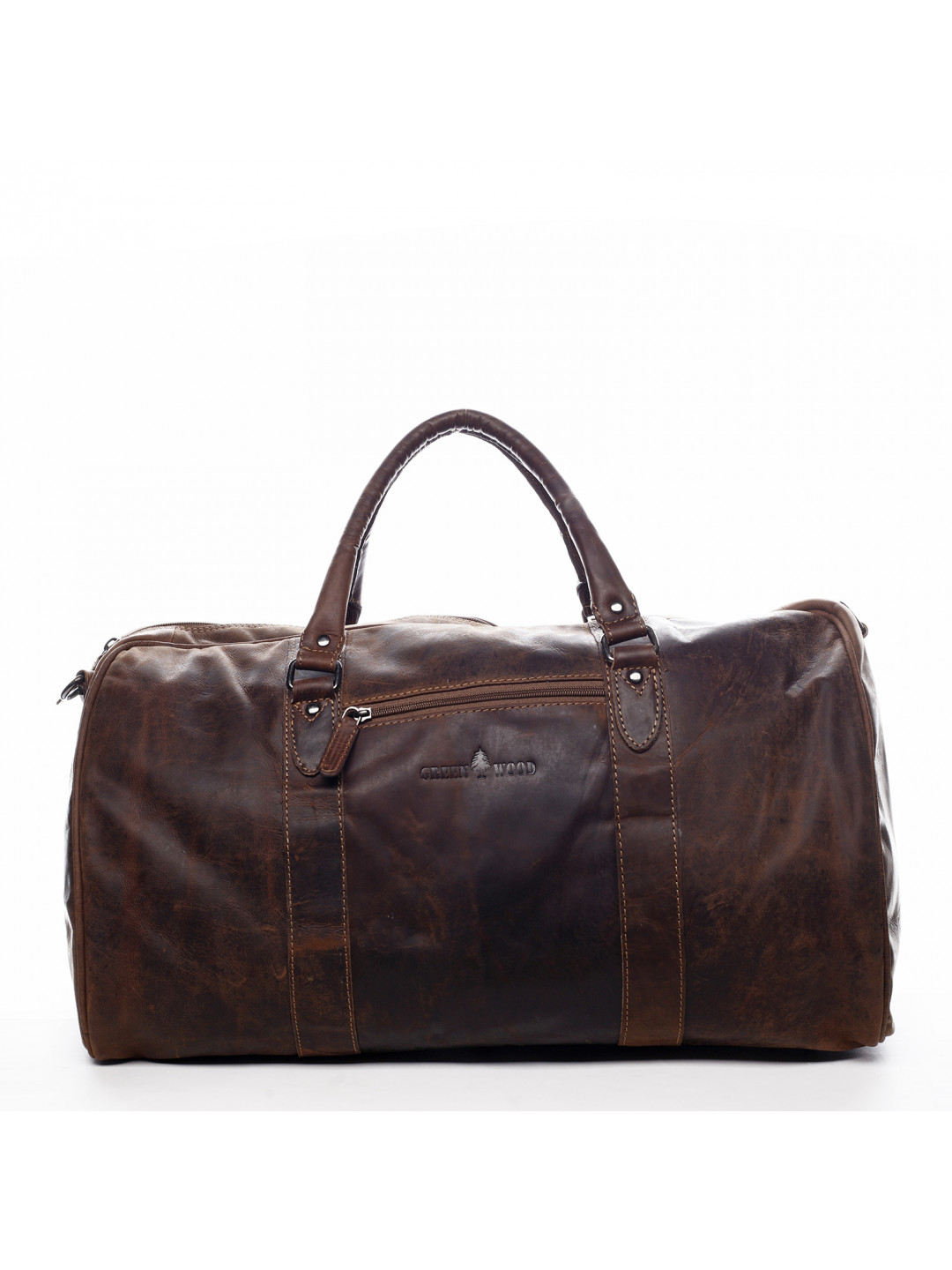 Velká kožená cestovní taška Antoine Green Wood hnědá