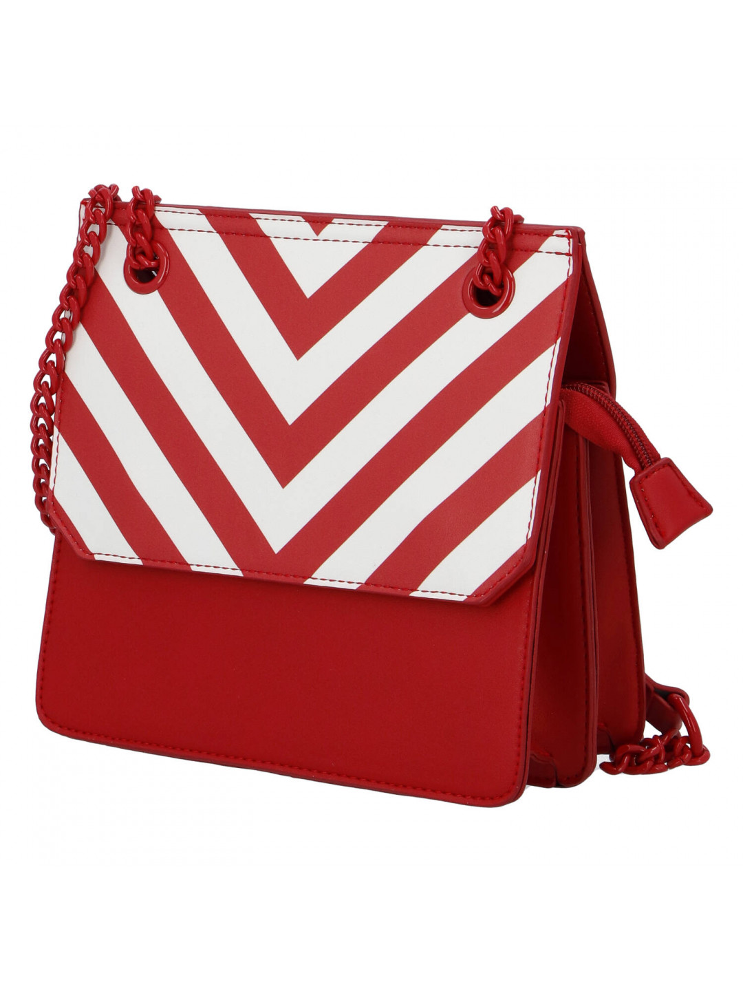 Moderní dámská koženková kabelka Happy Stripes červená
