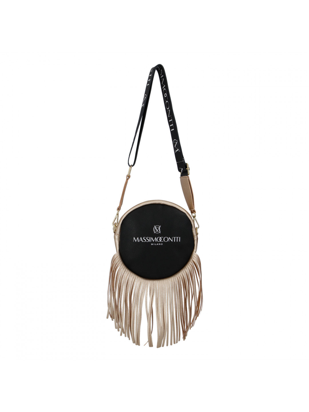 Extravagantní dámská koženková kabelka Massimo Circle černo zlatá