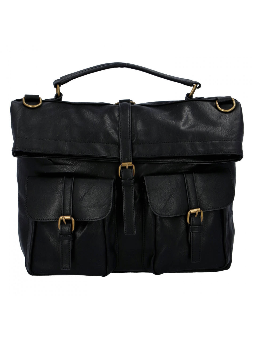 Zajímavý a stylový koženkový unisex batoh Odette černá