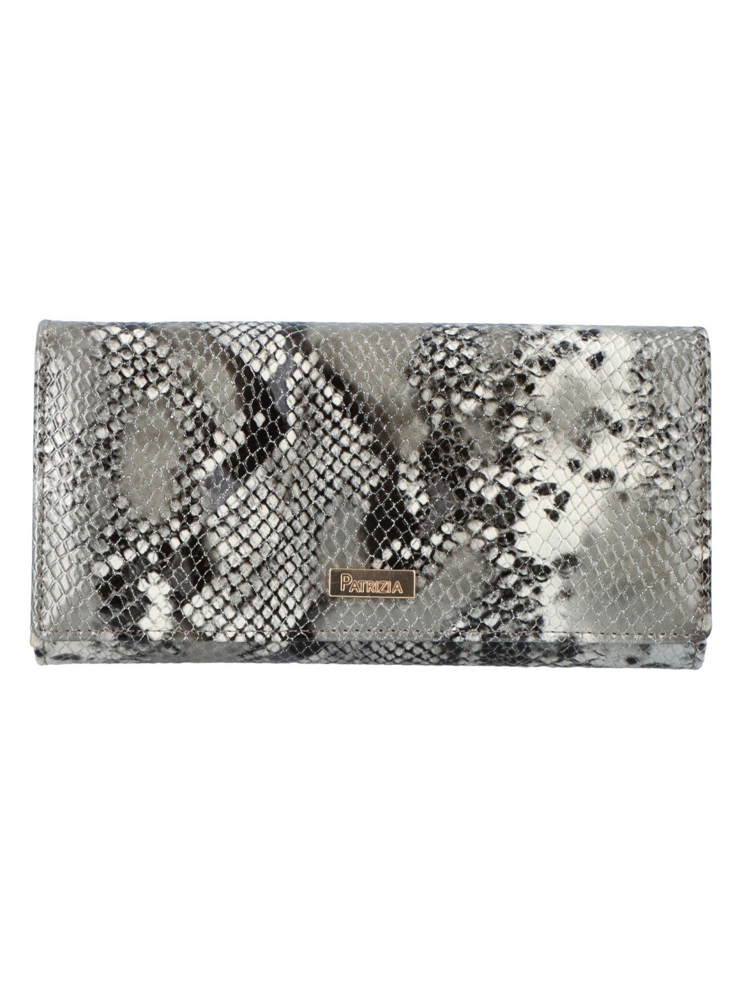 Velká dámská luxusní kožená peněženka Sadrey šedá se zvířecím hadím motivem