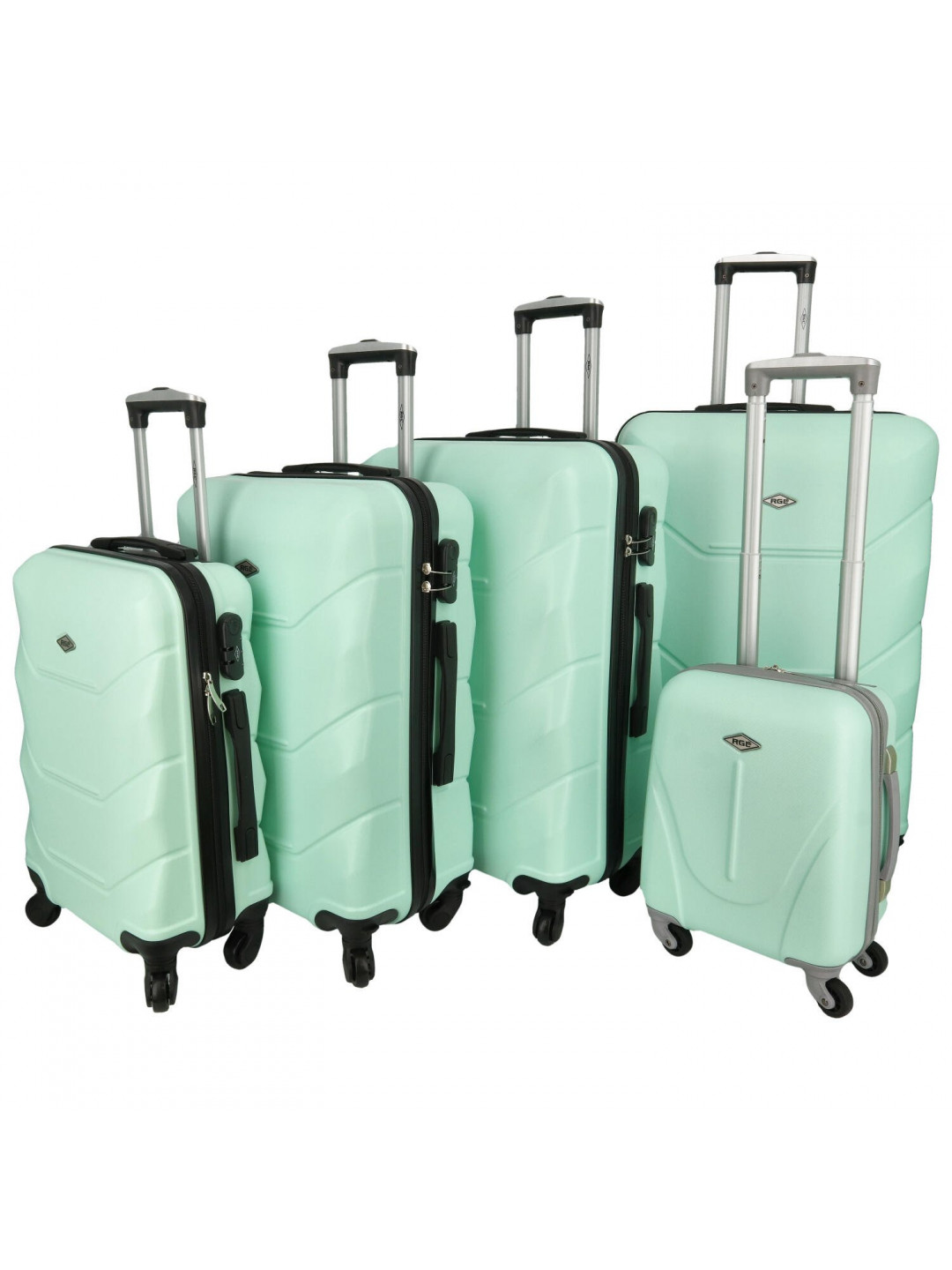 Pětidílná sada cestovních plastových kufrů Sonrado světle zelená