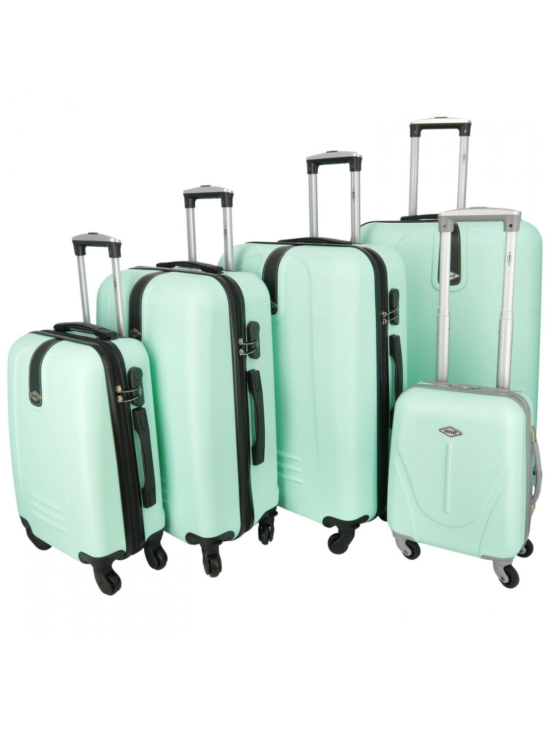 Pětidílná sada plastových cestovních kufrů Peek světle zelená