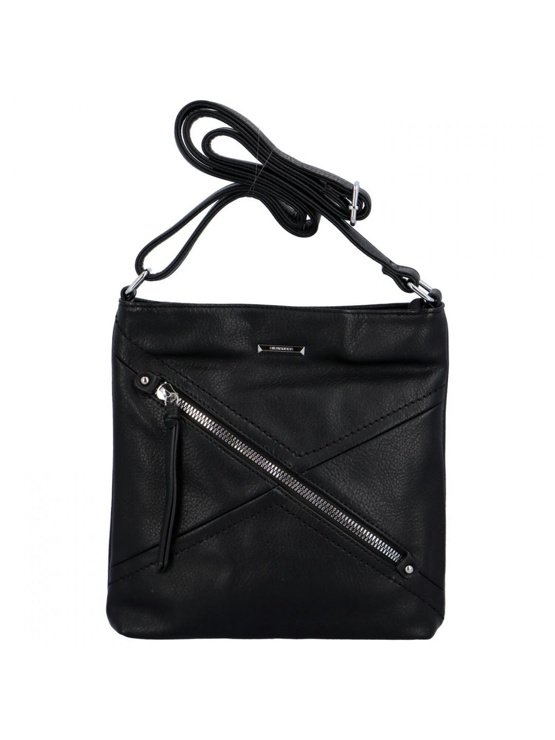 Dámská koženková crossbody kabelka s ozdobným zipem Amelia černá