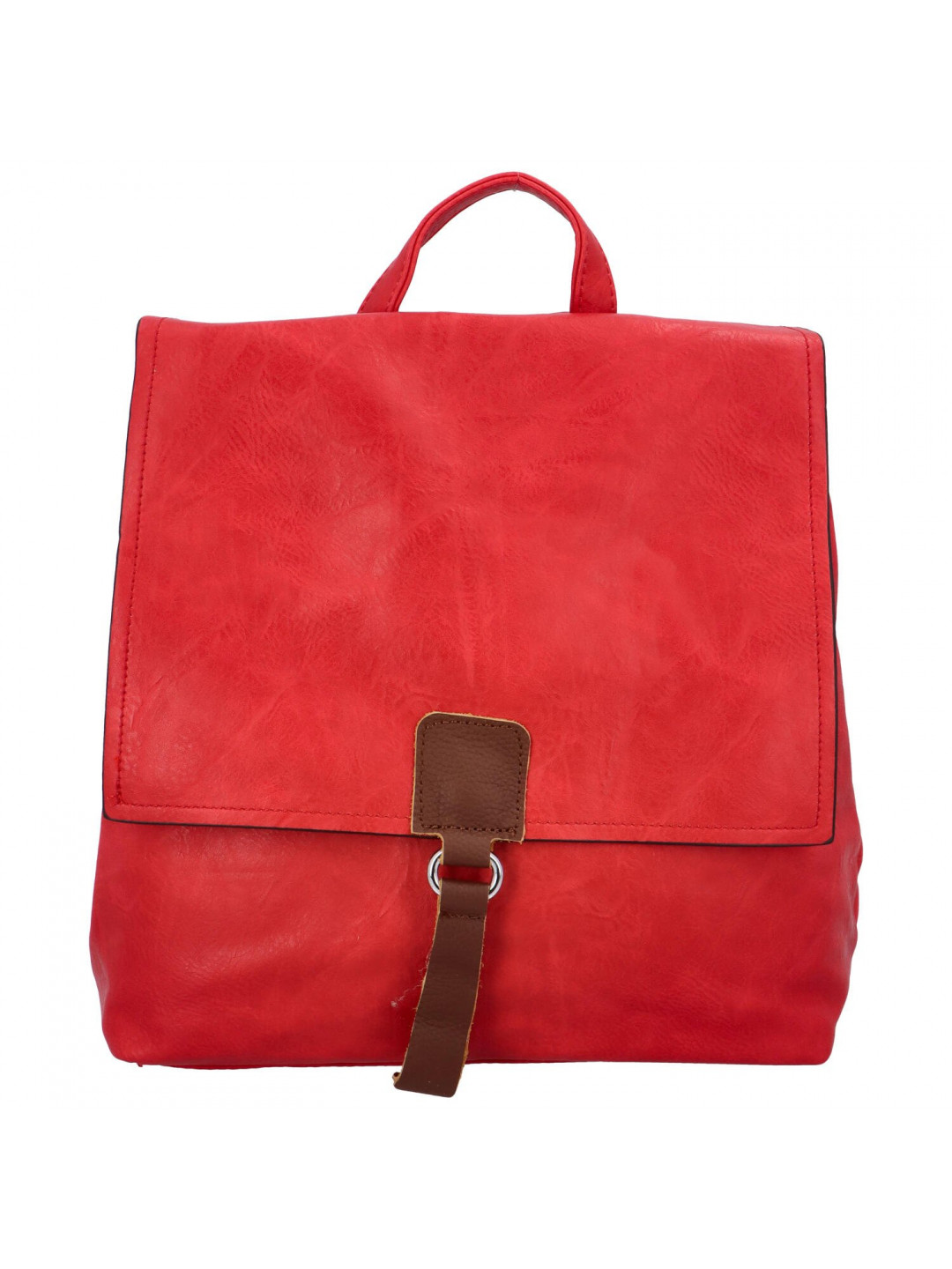 Dámský koženkový batůžek s výraznou klopou Emiliana červená