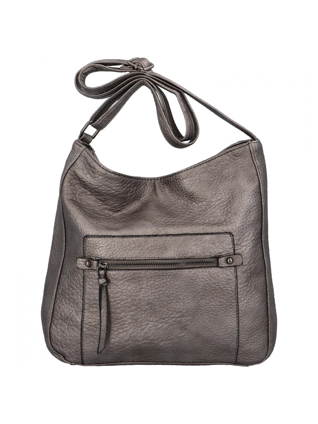 Prostorná a praktická dámská koženková taška na rameno Amada stříbrná