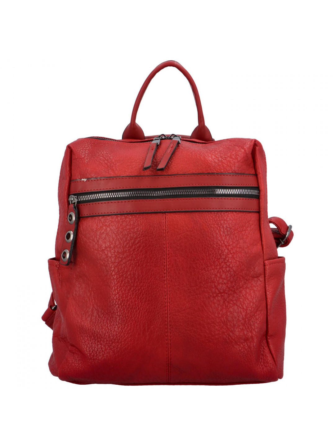 Trendový dámský koženkový batůžek Barry červená