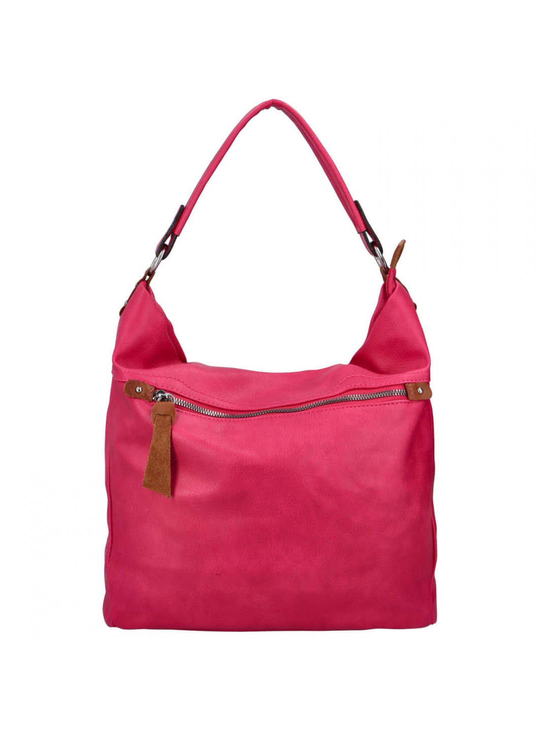 Příjemná dámská koženková taška většího formátu Veronica růžová