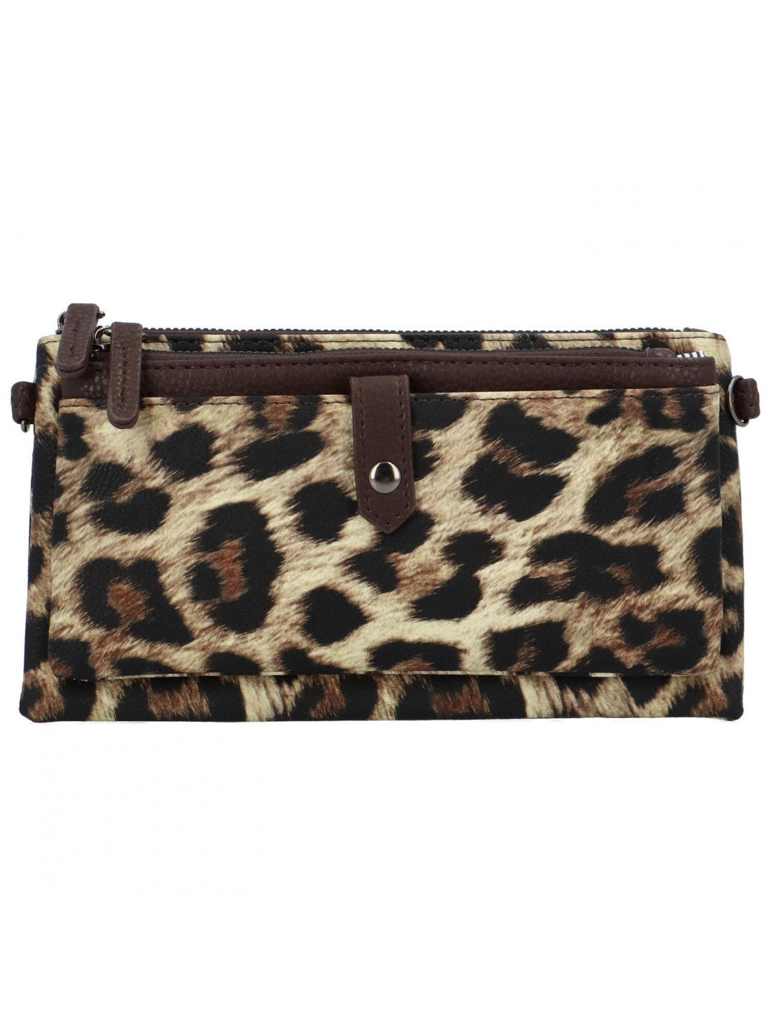 Trendová koženková dámská kabelka Fopi leopard khaki tmavě hnědá