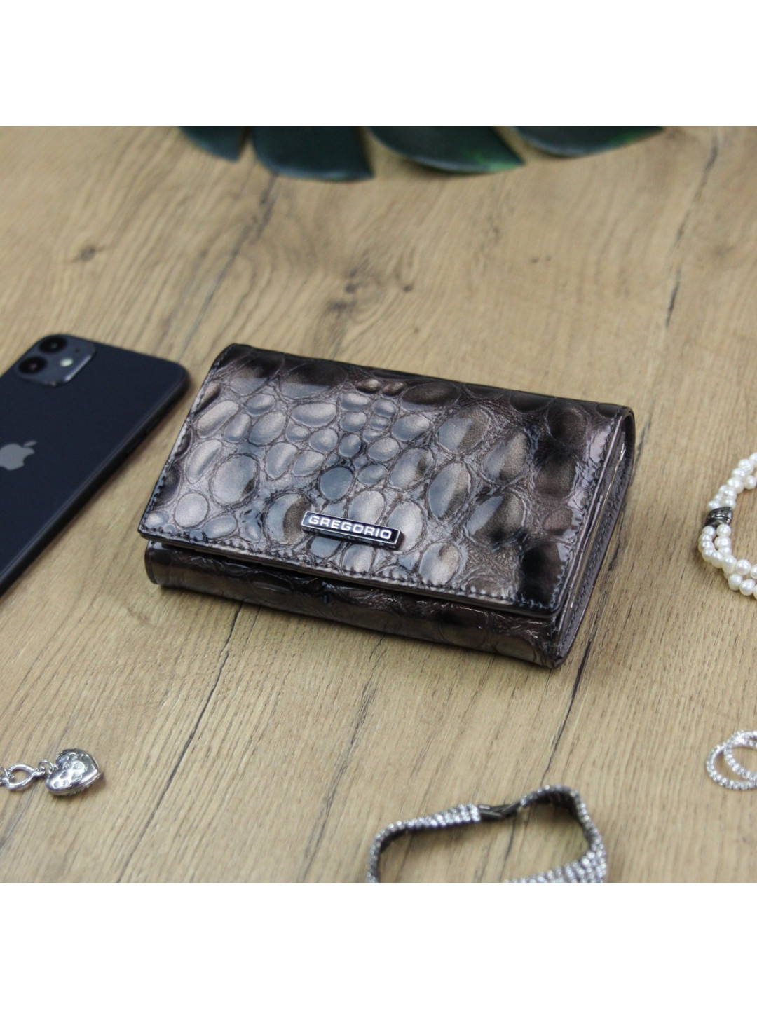 Extravagantní dámská kožená peněženka Tupi šedá