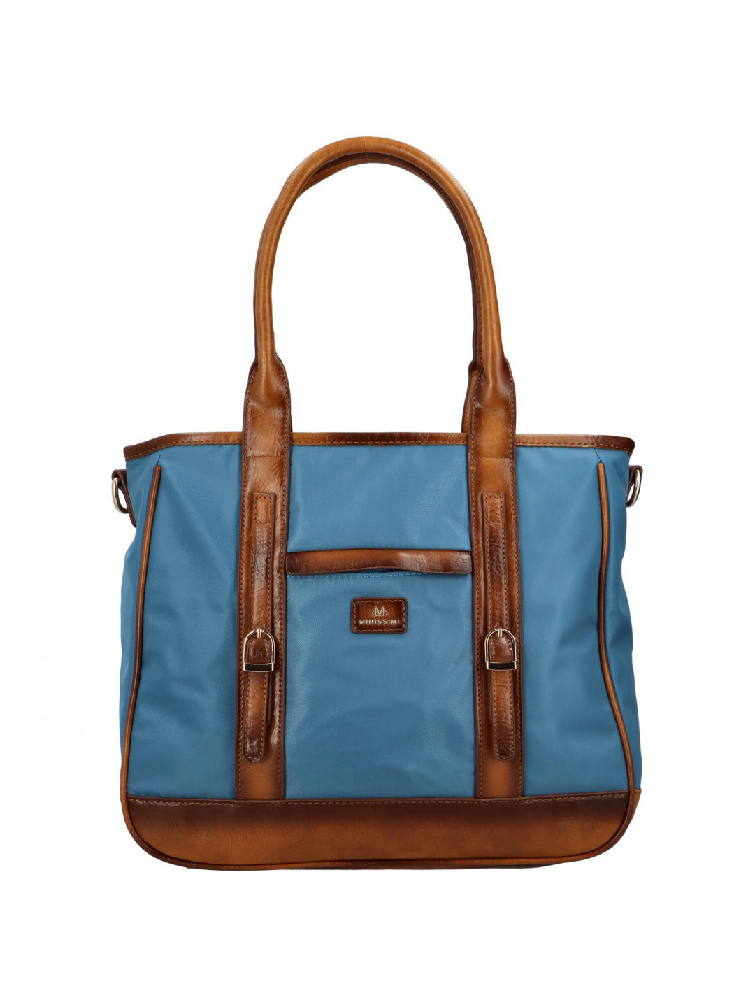 Dámská látková taška s kapsou na přední straně Elda modrá
