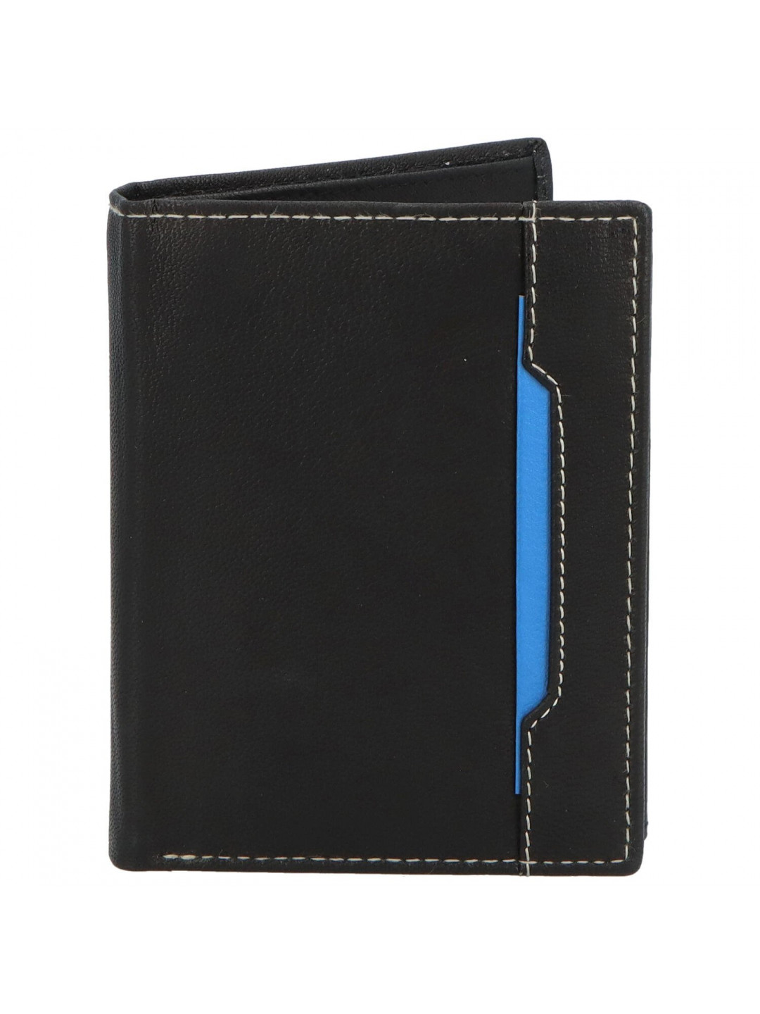 Trendová pánská kožená peněženka Mluko černá – modrá