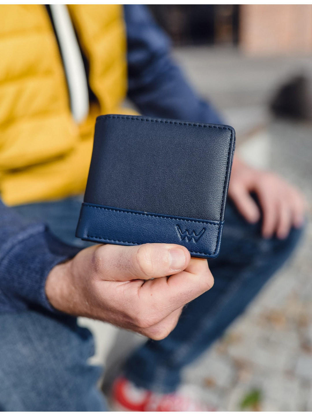 Trendová pánská koženková peněženka VUCH Ragnar tmavě modrá