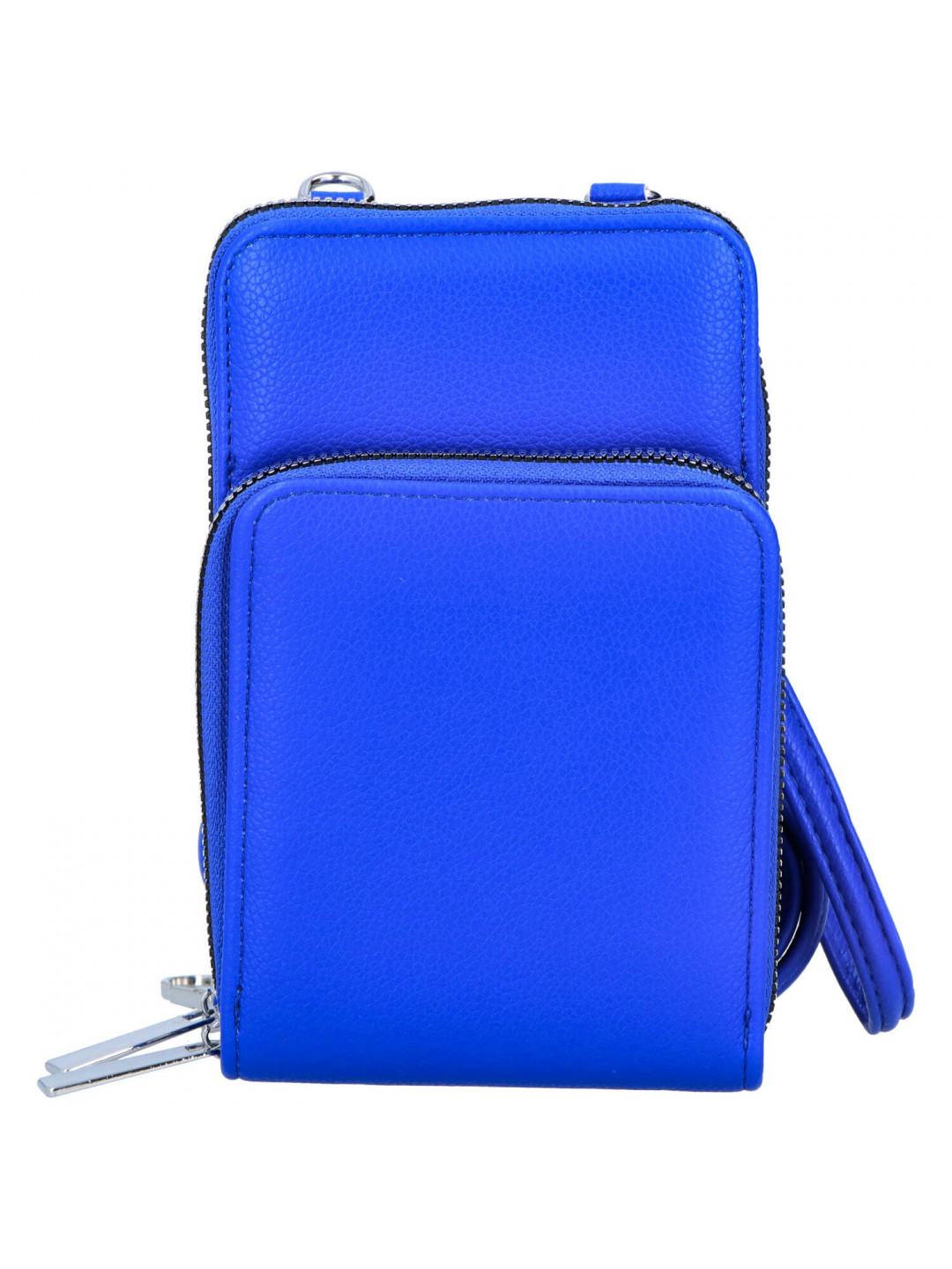 Praktická koženková kapsa na doklady s dlouhým popruhem Toby výrazná modrá